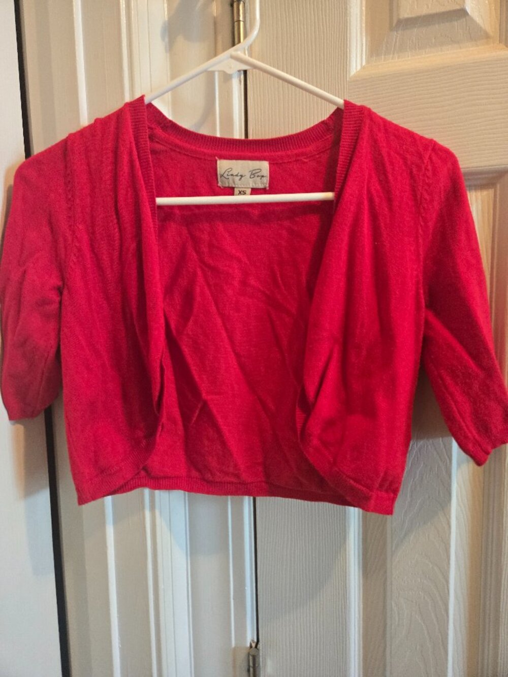 Lindy Bop, red shrug sweater, XS, EUC